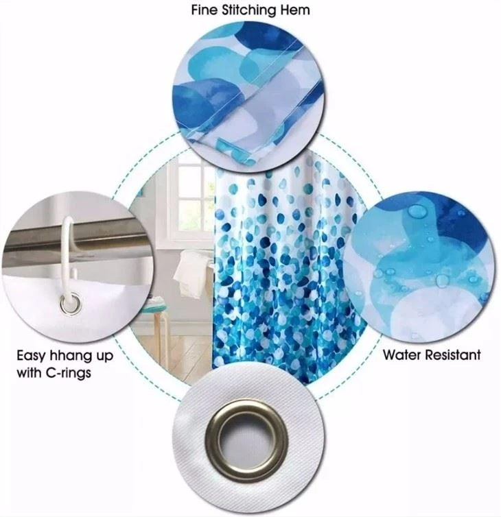 Blue Fabric Shower Curtain