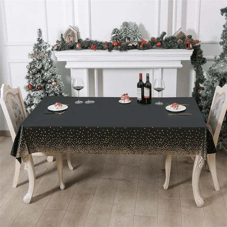 Luxury Plastic Water Repellent Table Cover Disposable Gold Dot Tablecloth