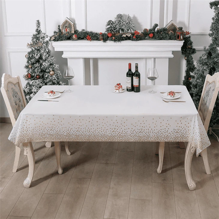 Luxury Plastic Water Repellent Table Cover Disposable Gold Dot Tablecloth