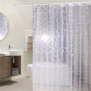 Tiram mandi batu permata moden Cahaya cendawan-bukti tirai mandi yang boleh dibasuh dengan 12 cangkuk